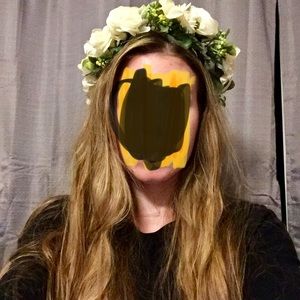 Bridal wedding fluffy flower crown wreath ivory